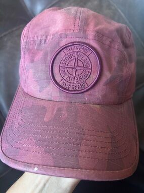 Stone Island Burgundy and Black Strap Cap